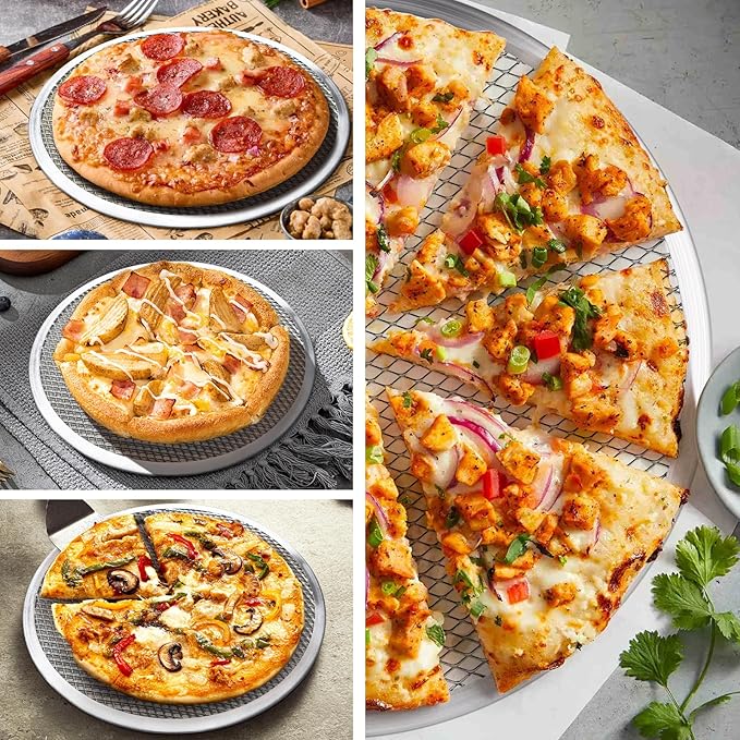 3 Pcs Pizza Screen, 12 Inch Pizza Pan for Oven, Nonstick Pizza Tray for Oven, Dishwasher Safe & Microwave Safe (12 inch)