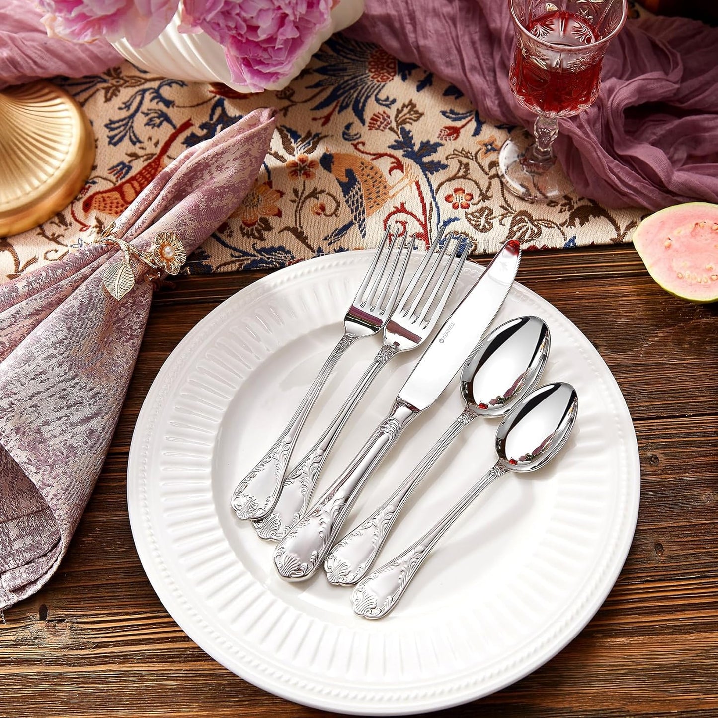 KEAWELL Premium Grand Luxe Flatware Set – 18/10 Stainless Steel, Everyday Elegance Silverware, Dishwasher Safe (20, Silver)