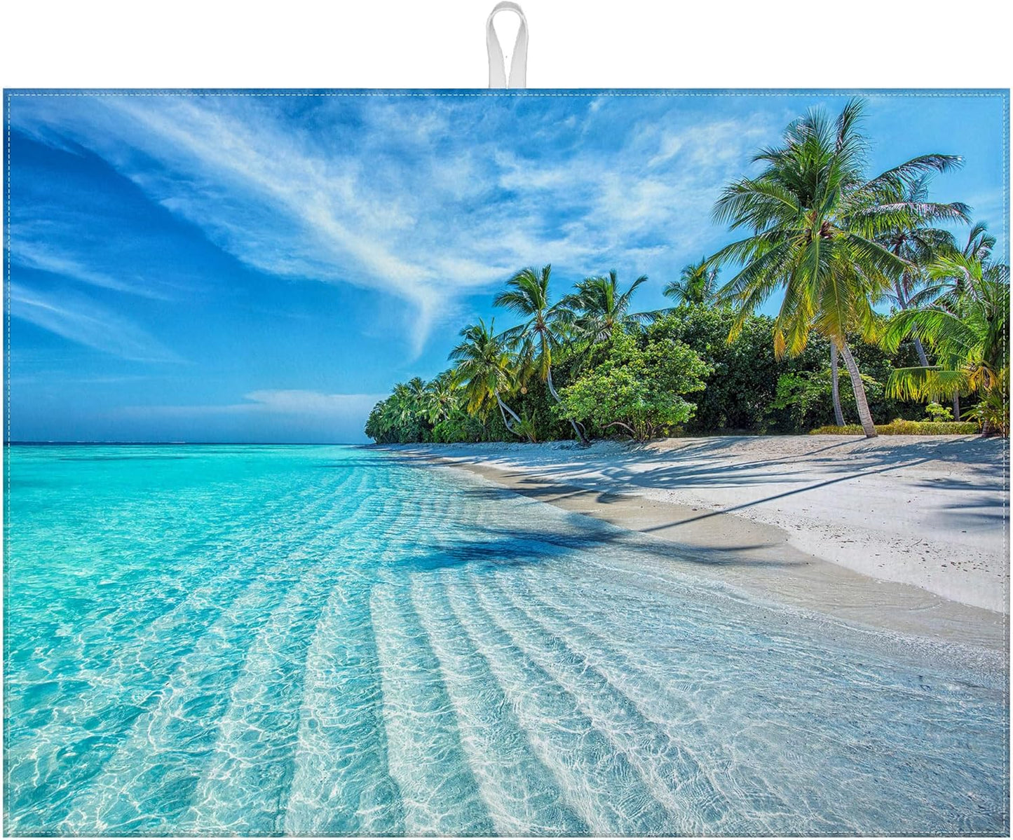 Beach Palm Tree Dish Drying Mat for Kitchen Counter Drying Pad Absorbent Reversible Dish Drainer Rack Mats Draining Pad 18"x24"Inch