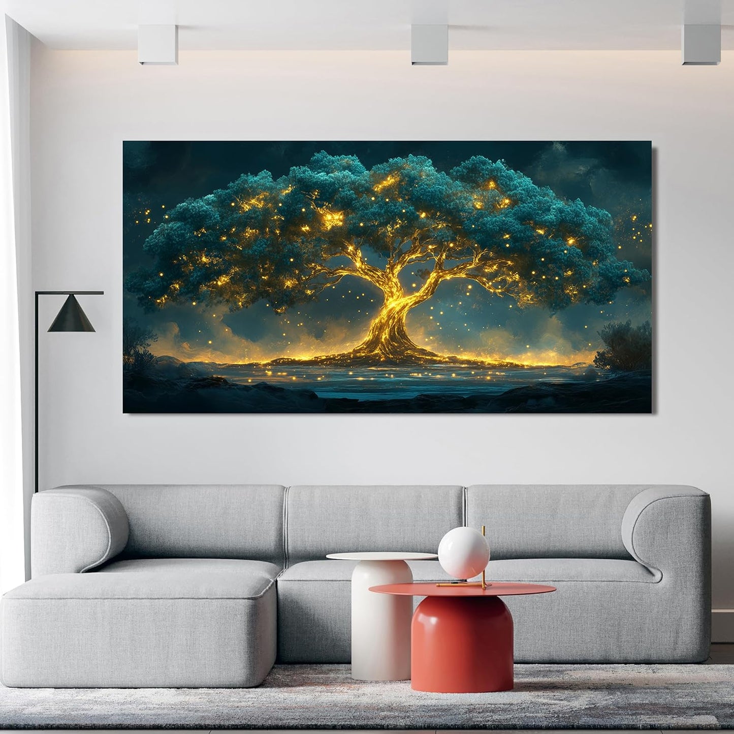 Canvas Wall Art Decor Canvas Art Wall Decor Green Wall Art Decor Large Tree of Life Wall Art for Living Room Oversized Wall Art Prints Gold Tree Wall Decor Art Artwork for Walls Home Office Decoration 35"X70"