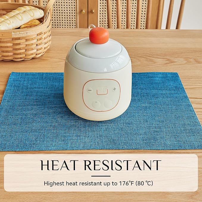 Softalker Faux Linen Placemats Set of 8-12 x 18 Inch, Heat Resistant Double Layered Durable Burlap Farmhouse Place Mats, Non-Slip Washable Rustic Table Mats for Dining, Kitchen, Party（Sky Blue