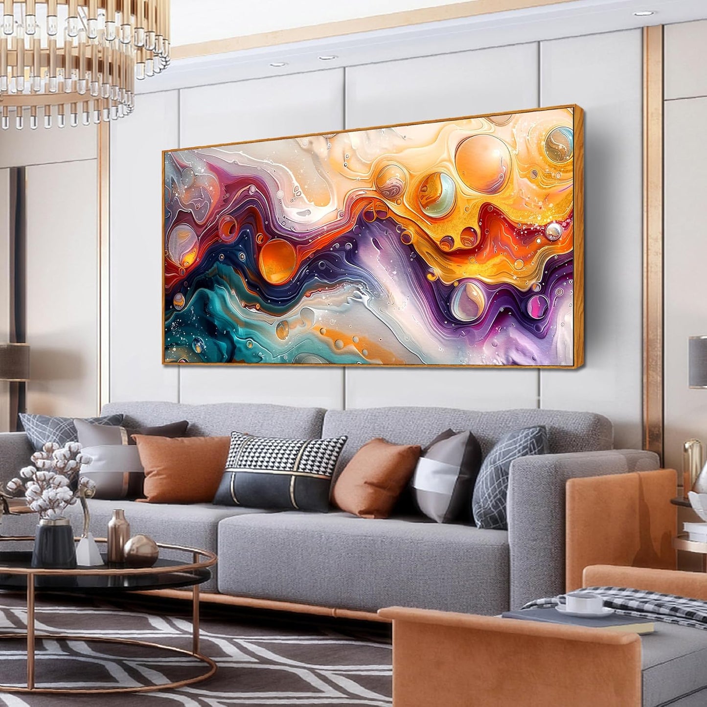 ZHAOSHOP Abstract Wall Art - Colorful Wall Decor for Teen Bedroom - Large Canvas for Painting With Wooden Frames Size 29"x 59"