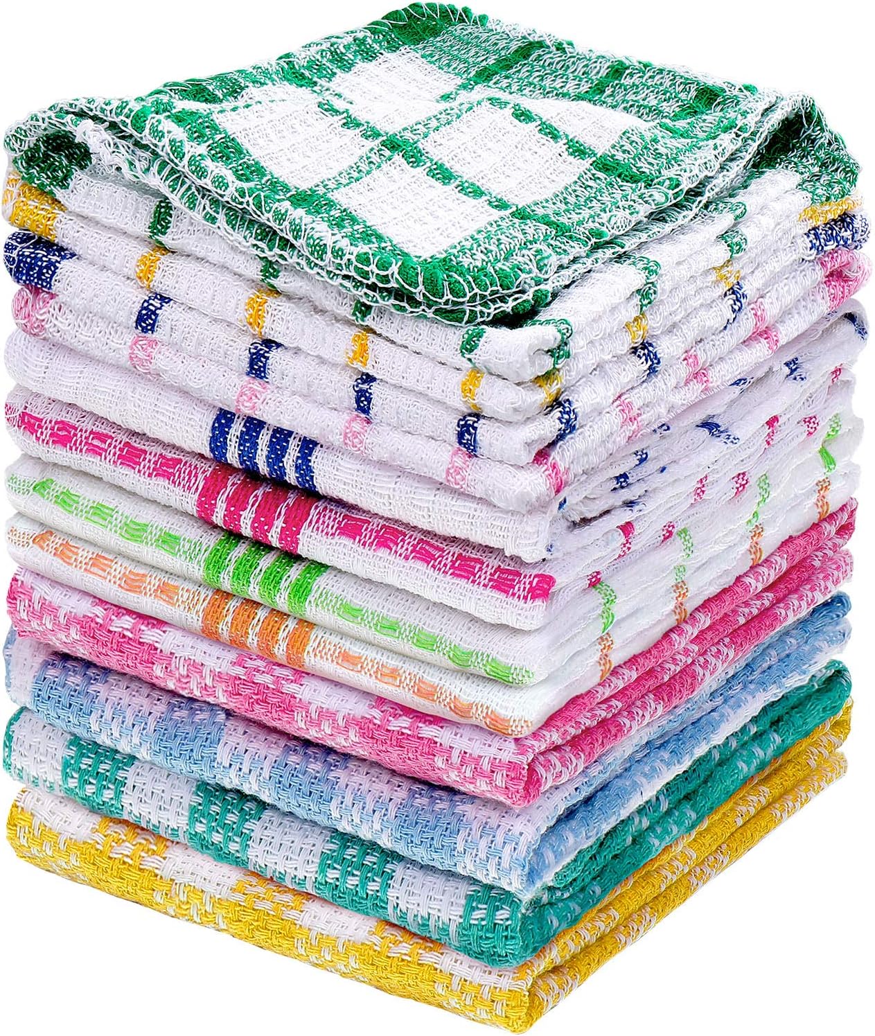 Patelai 12 Pcs Kitchen Dish Cloths for Washing Dishes Cleaning Cloth Absorbent Dish Rags Drying Cleaning Towels for Scrubbing Wipe Glass Home and Kitchen(Bright Color,13.8'' X 13.8'', 11.8 x 11.8'')
