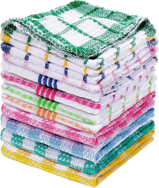 Patelai 12 Pcs Kitchen Dish Cloths for Washing Dishes Cleaning Cloth Absorbent Dish Rags Drying Cleaning Towels for Scrubbing Wipe Glass Home and Kitchen(Bright Color,13.8'' X 13.8'', 11.8 x 11.8'')