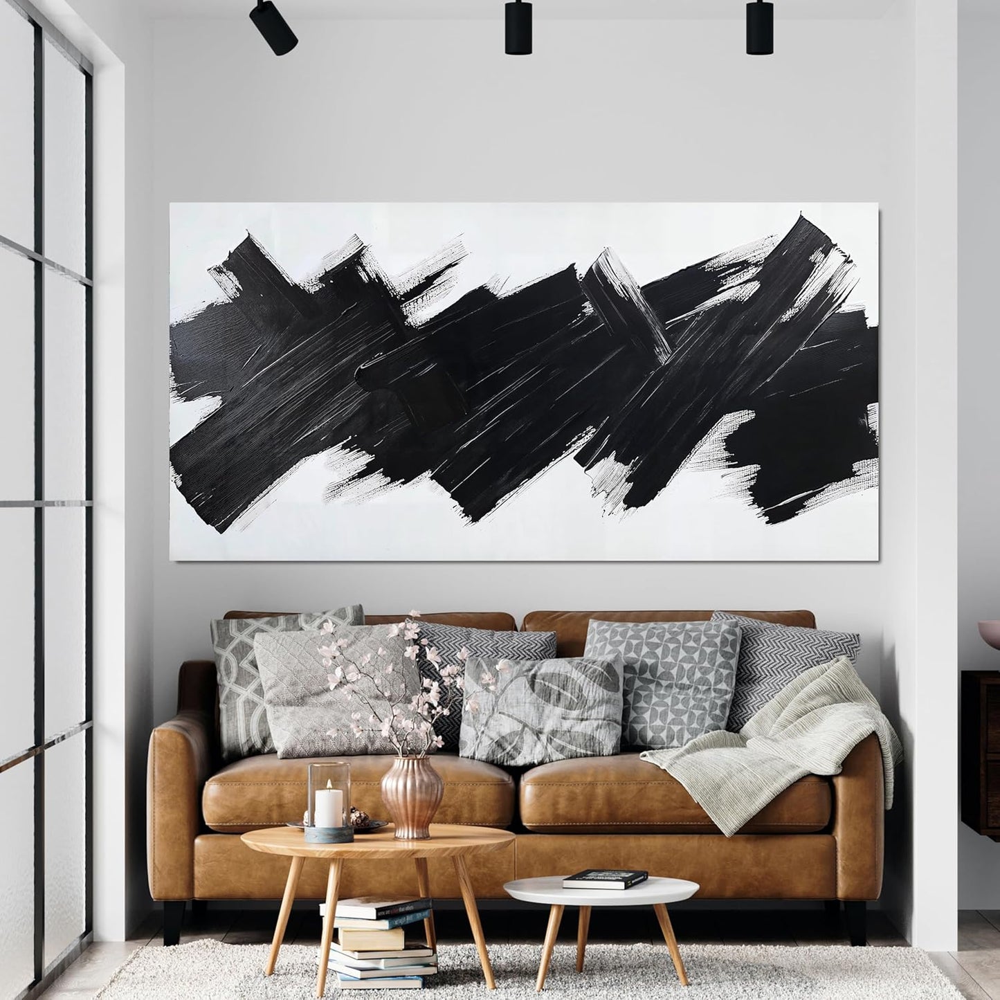 AIXMGSJS Canvas Wall Art Decor Modern Wall Pictures for Living Room Black Minimalist Wall Art Black Abstract Art Wall Artwork for Walls Canvas Prints Art Work For Home Kitchen Office Decor 20" X 40"