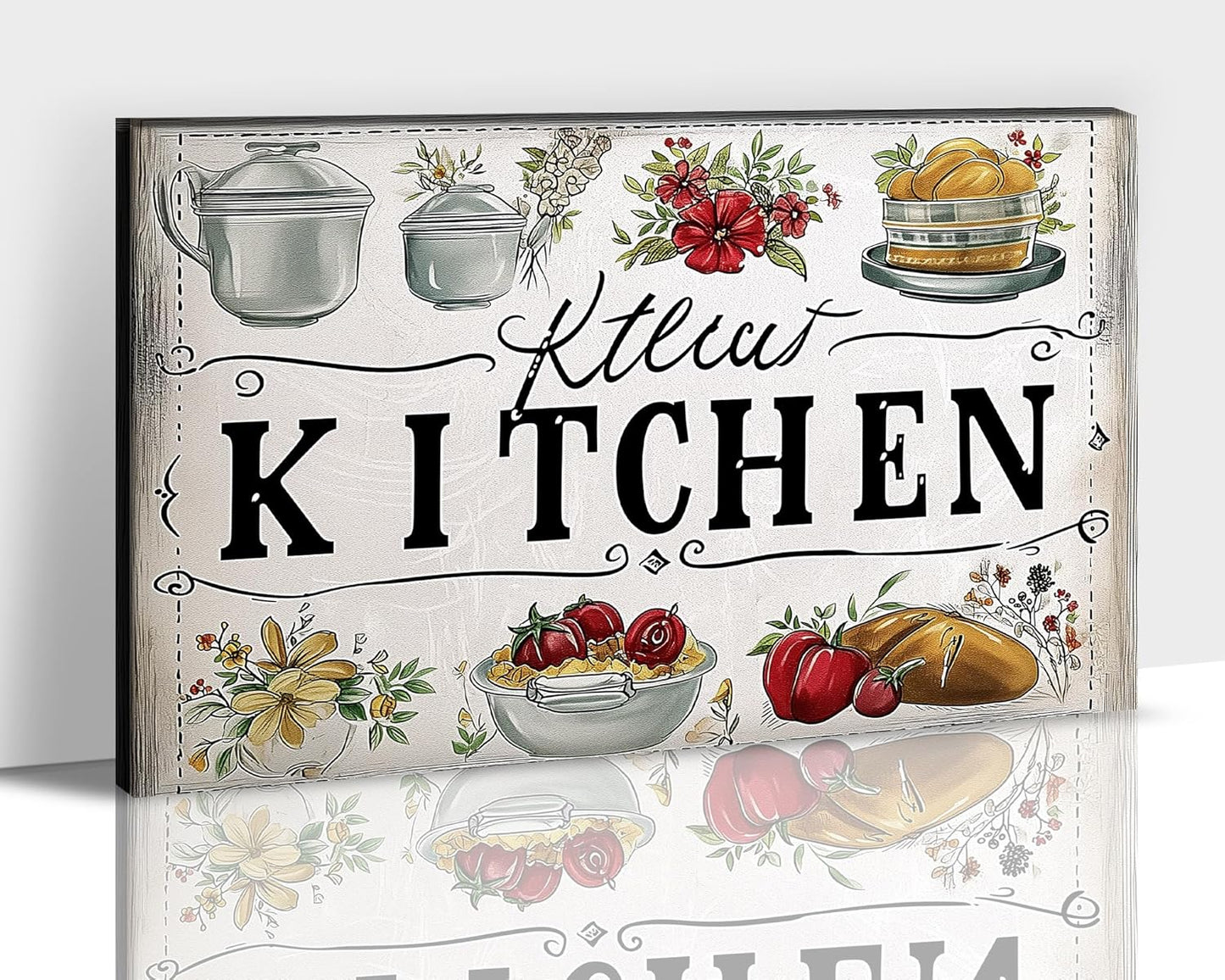 GUTTATY Kitchen Pictures Wall Art, Farmhouse Colorful Vegetables and Flowers Painting for Dining Room Restaurant, Mother's Day Gift for Grandma Mom Hanging Artwork 2840 Inch