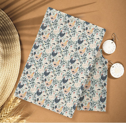 Rustic Floral Chicken Kitchen Towels, Chicken Lover Mom Lady Gifts Decorative Dish Tea Towels for Kitchen, Countryside Animal Hens Hand Towels for Bathroom, 16x24 Inches
