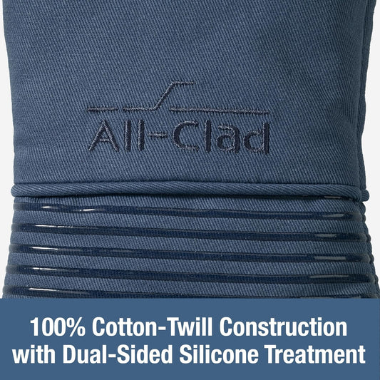 All-Clad Premium Silicone Oven Mitt: Heat Resistant to 500 Degrees - 100% Cotton & Silicone, 14"x7" Pot Holder for Kitchen and Barbeque, (1-Pack), Indigo