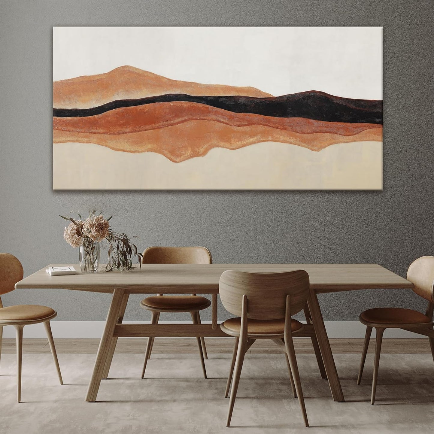 QSQ Large Abstract Wall Art For Living Room Decor Red Brown White Wall Art Painting Prints Minimalist Abstract Art Modern Canvas Art Wall Decor Pictures For Bedroom Kitchen Office 29" × 58"