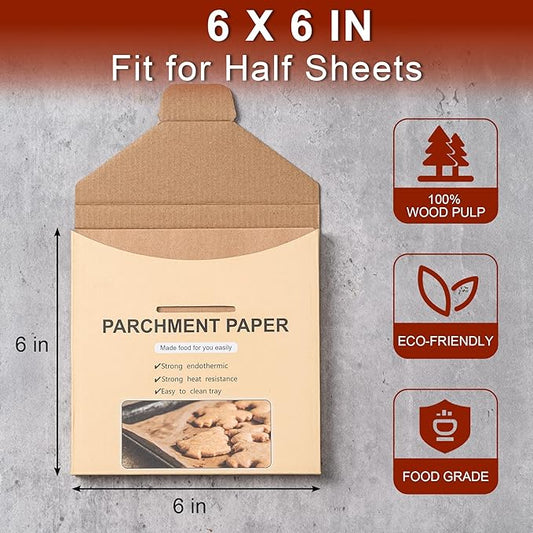 200Pcs Parchment Paper sheets, 6 x 6 Inches Non-Stick Precut Baking Parchment,Unbleached,Parchment Paper For Baking,Fryer, Cooking,Oven,Perfect for Bread, Cakes, Barbecue