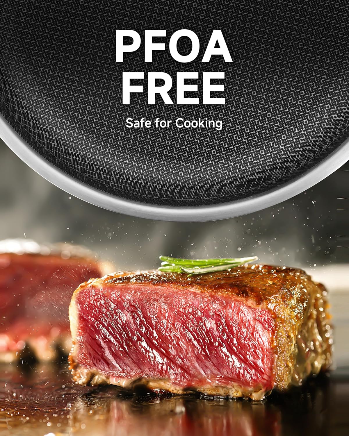 LOLYKITCH 12 In Nonstick Frying Paella Pan with Side Handles & Lid, Ceramic Coating, Tri-ply Stainless Steel, Induction Compatible, PFOA-free, Oven Safe to 600°F, Dishwasher-safe