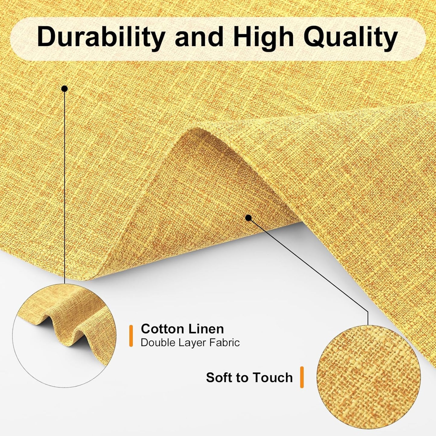 Homaxy Cloths Placemats for Dining Table Set of 8, Heat Resistant Washable Cotton Linen Blend Table Mats, Ideal for Kitchen Party Dining Decoration, 13" x 19", Mustard Yellow