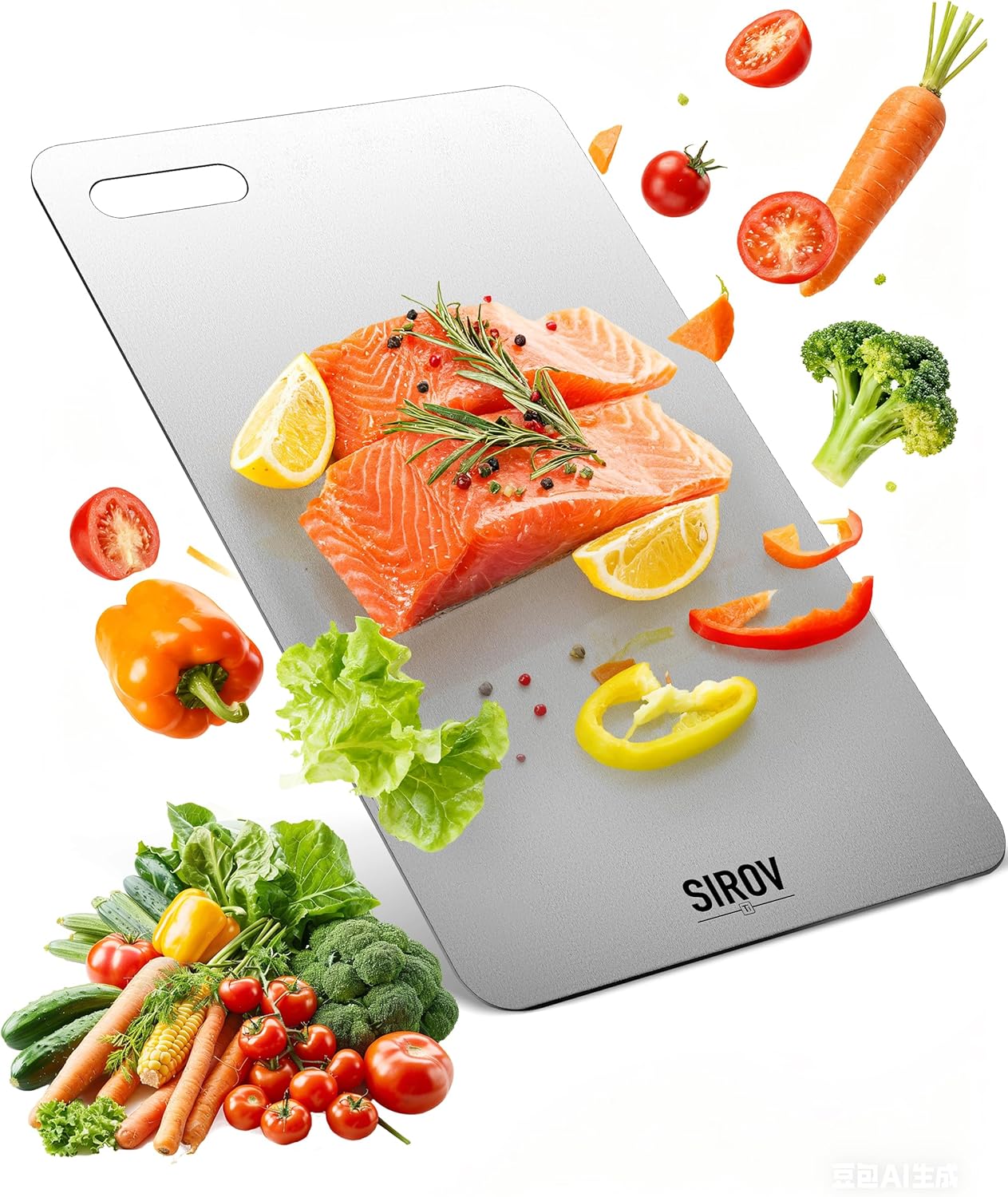 Titanium Cutting Board,100% Pure Titanium Kitchen Cutting Board, Non-Toxic & Dishwasher Safe, Durable and Hygienic for Meat, Fruit & Vegetables (16L*10W)