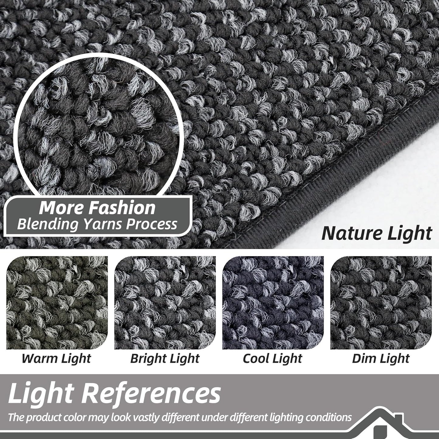 BEQHAUSE Dirt Trapper Door Mat 32" x 48", Non-Slip Washable Doormats Entrance Mat, Dirt Resistant and Absorbent Welcome Mat, Low Profile Floor Mats for Front Back Door and Entryway, Charcoal