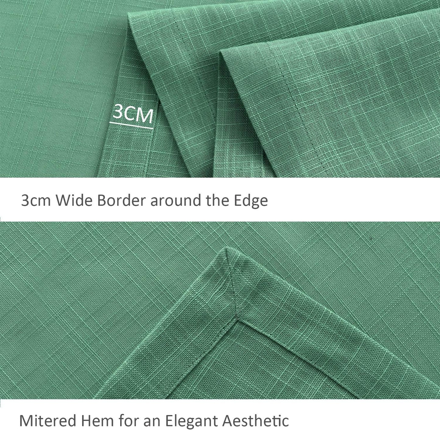 maxmill Lux Faux Linen Table Cloth with Slubby Texture Wrinkle Resistant Anti-Shrink Soft Tablecloth for Kitchen Dining Tabletop for Buffet Banquet Parties Event Dinner Rectangle 52 x 70 Inch Green