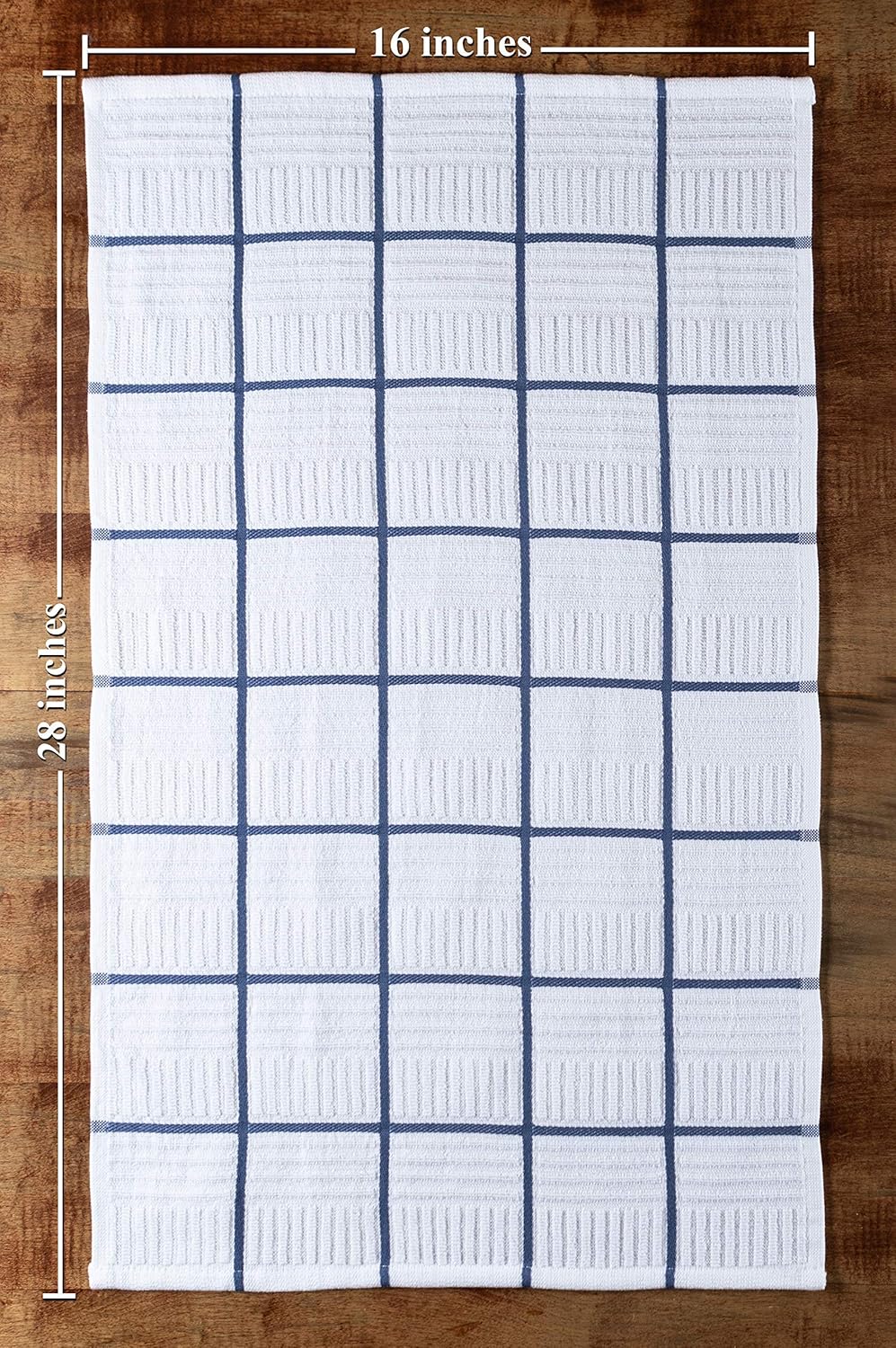 Sticky Toffee Cotton Kitchen Towels Set of 4, Dark Blue and White, 28 x 16 in, Absorbent Reusable Hand and Tea Towels for Kitchen Cleaning