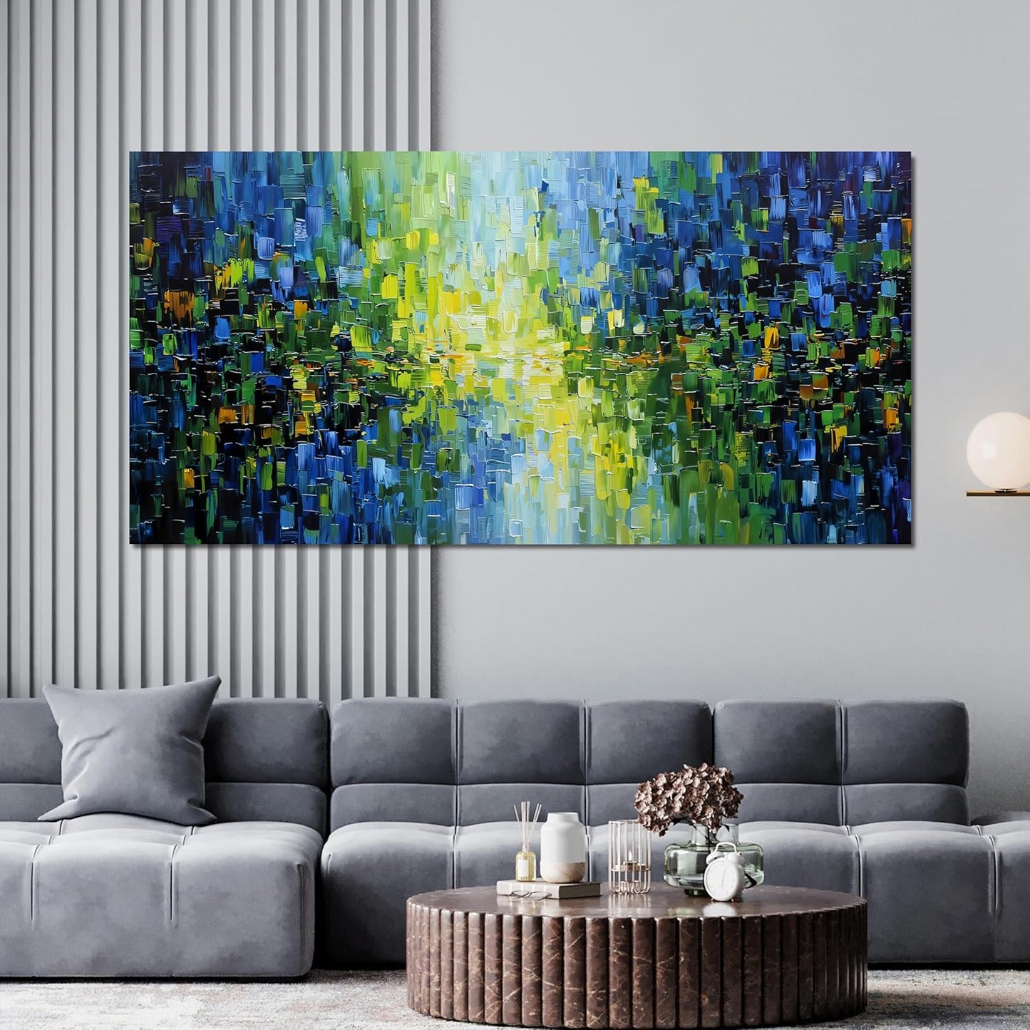 Abstract Canvas Art Wall Decor Canvas Wall Art Decor Large Modern Wall Art For Living Room Green Abstract Wall Art Prints Oversized Blue Wall Art Decor Art Work for Walls Bedroom Office Decor 29"X58"