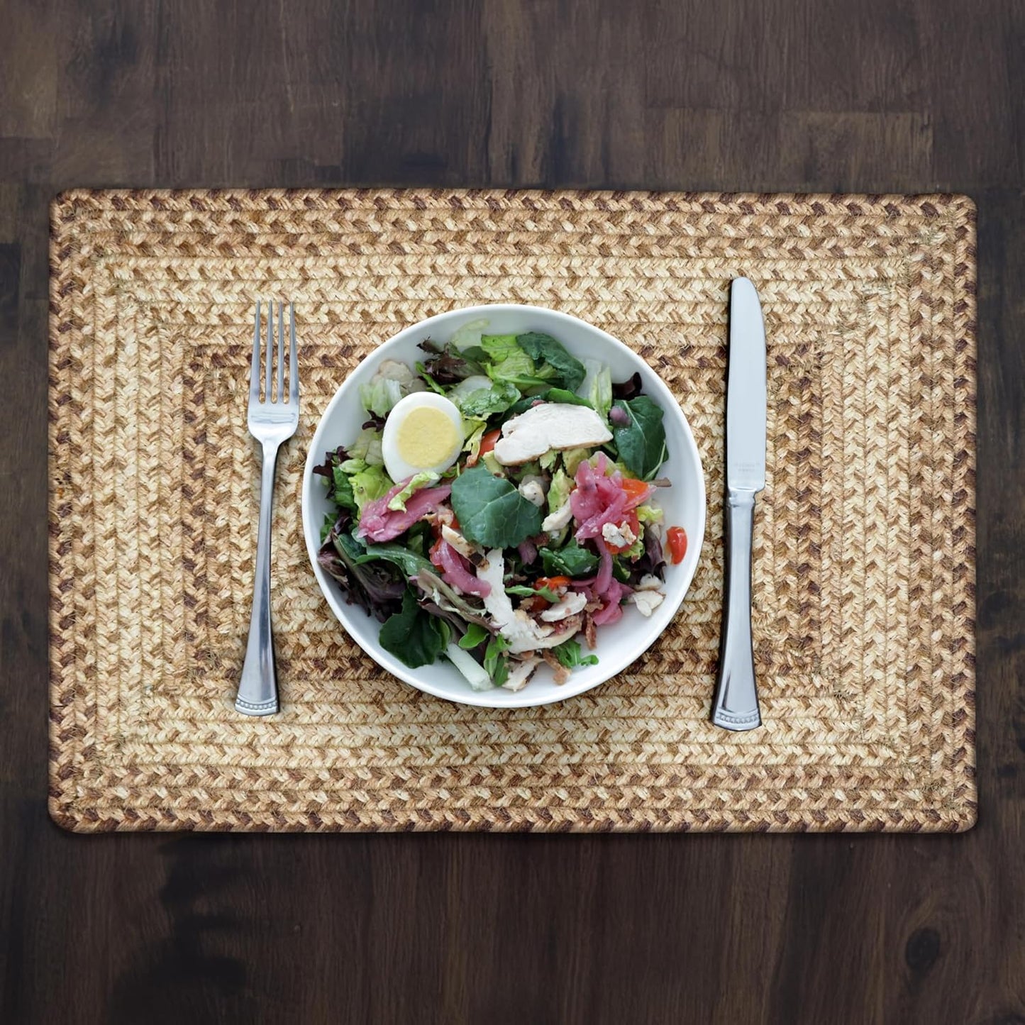 Homespice Cookie Dough Dining Placemats, Warm Country Decor, Set of 6, Brown - 13x19 Rectangle Table Mats - Vibrant Colors, Durable, Easy to Clean and Protects Furniture