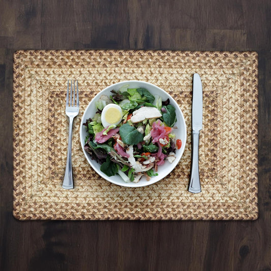 Homespice Cookie Dough Dining Placemats, Warm Country Decor, Set of 6, Brown - 13x19 Rectangle Table Mats - Vibrant Colors, Durable, Easy to Clean and Protects Furniture