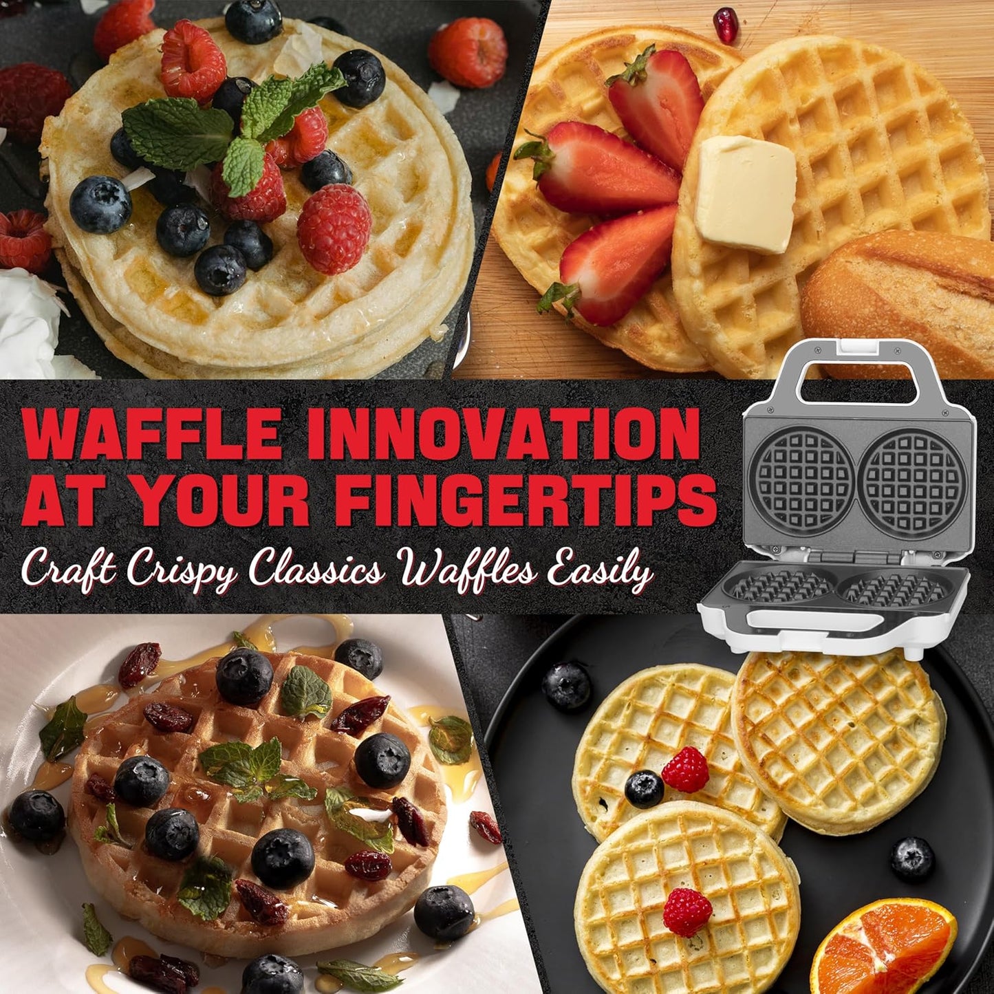 4 Inch Double Mini Waffle Maker Machine, Chaffle Maker, Waflera Electrica, Small Waffle Iron for Waffles, Keto Chaffles, Hash Browns, Cookies, Non-stick Plates