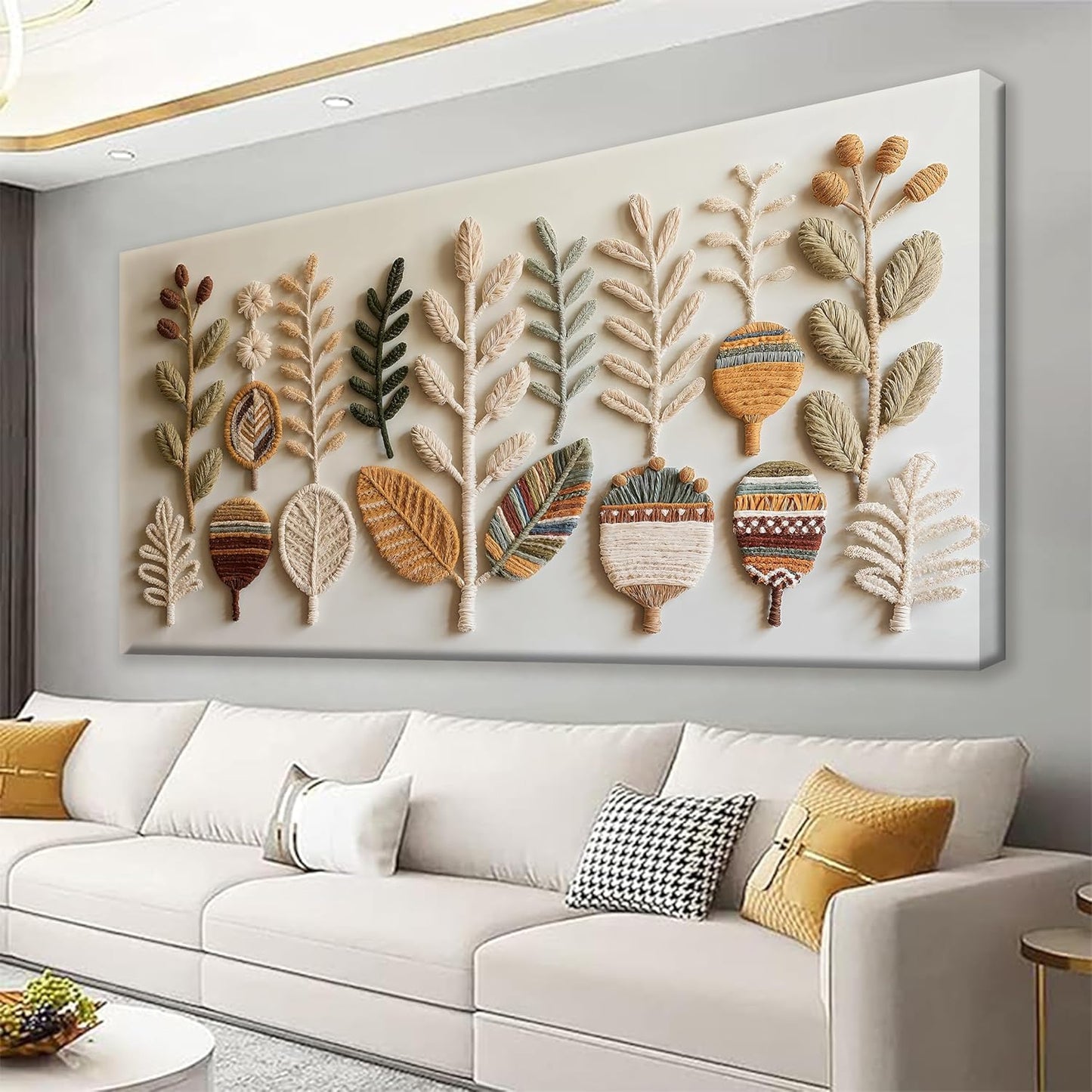 Tsomzxng Canvas Art Wall Decor Print Modern Boho Wall Art Prints Minimalist Paintings White Wall Art Pictures For Bedroom Kitchen Office Home Artwork 20" X 40" Ready To Hang