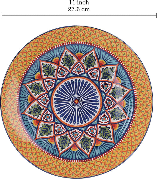 Bico Havana Dinner Plates Set of 4, 11 Inch Large Ceramic Plates for Pasta, Steak, Stylish Serving Dishes, Microwave and Dishwasher Safe, Gift for Housewarming and Thanksgiving