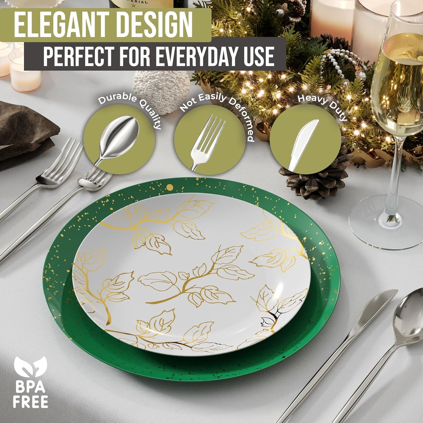 Trendables Disposable Silver Plastic Cutlery - 120 Pack Silverware Set With Spoons and Utensils