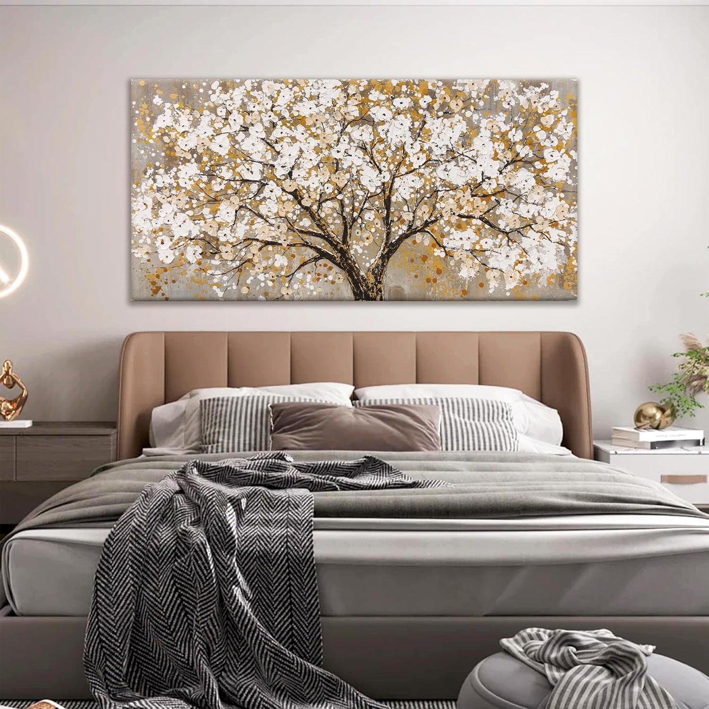 Large Wall Art For Living Room Gold Abstract Tree Of Life Modern Artwork Canvas Art Wall Decor Painting Tree Pictures Home Wall Decor Ready To Hang For Bedroom Decor 29" X 58"
