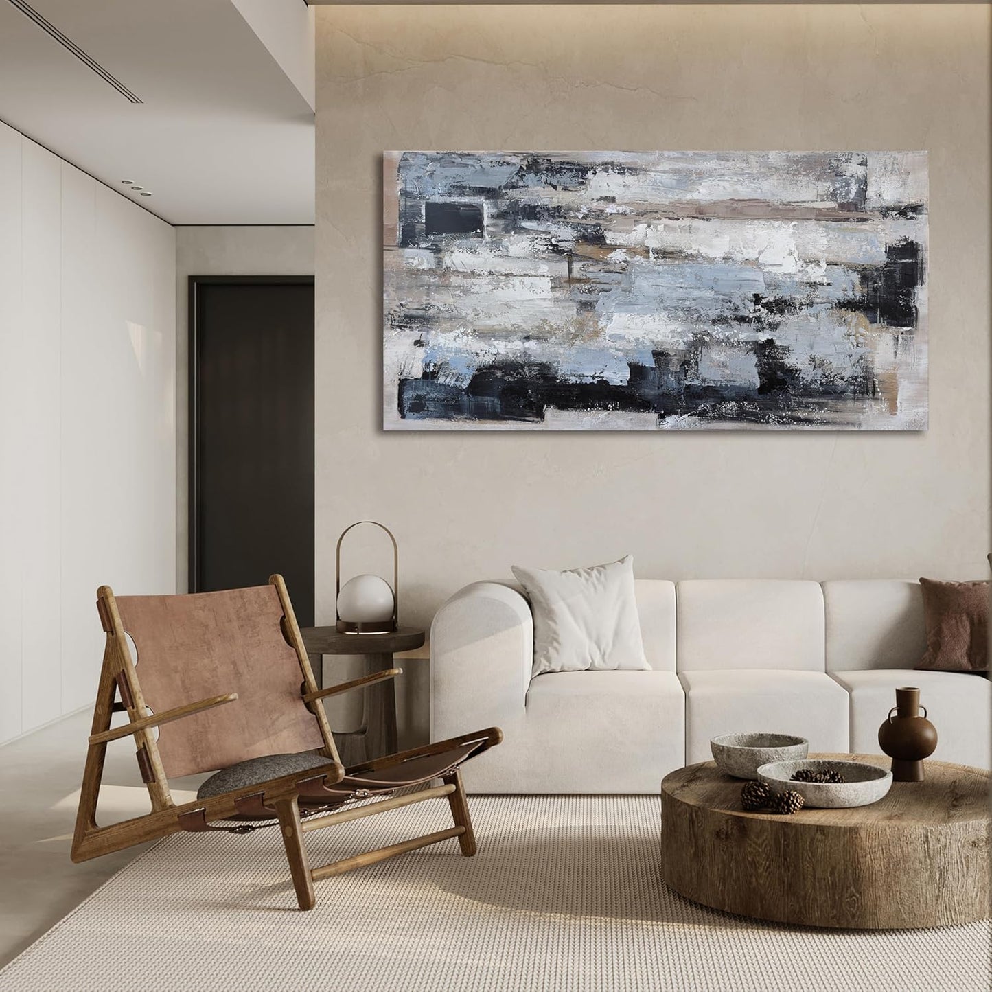 Canvas Wall Art Decor Modern Large Wall Art For Living Room Abstract Art Blue Black Wall Art Decor Canvas Art Work Decoration Abstract Wall Art Prints For Bedroom Office Kitchen Wall Decor 20" x 40"