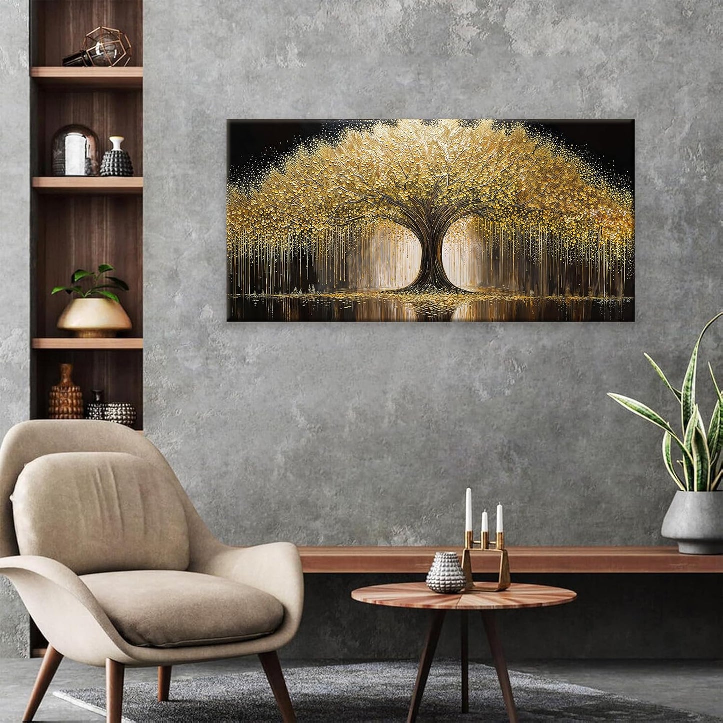 Golden Tree Of Life Wall Art Decor Modern Art Wall Decor Ready To Hang Artwork Canvas Wall Art For Bedroom Living Room Bathroom Office Kitchen Canvas Prints 20x40 Inch