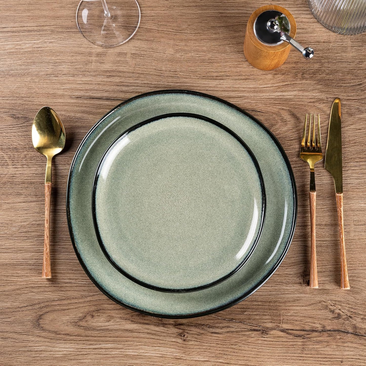 AmorArc Ceramic Dinnerware Sets,Handmade Reactive Glaze Stoneware Plates and Bowls Set,Highly Chip and Crack Resistant | Dishwasher & Microwave Safe Dishes Set,Service for 4 (12pc)