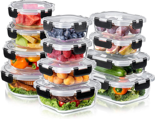 Sorbus Glass Meal Prep Containers, Dishwasher and Oven Safe Reusable Meal Prep Containers, Freezer Safe Glass Food Storage Containers with Airtight Lids