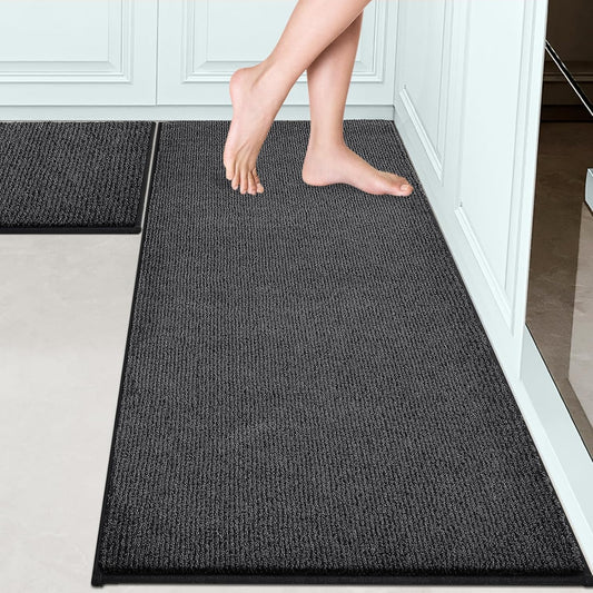 Washable Kitchen Rugs Set of 2 (24" x 35.5" + 24" x 59" Rectangular), Kitchen Mats for Floor, Indoor Entryway Runner Rugs for Laundry, Bathroom, Door, Bedroom (Roll Packing)