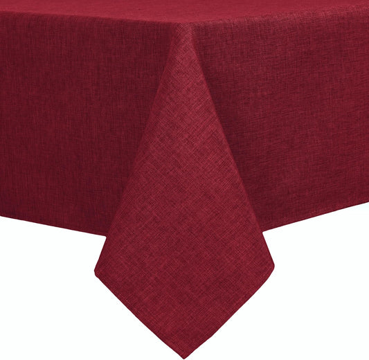Hiasan Faux Linen Rectangle Tablecloth - Wrinkle and Stain Resistant Washable Table Cloth for Kitchen Dining Room Holiday Table Cover for Dinner, Red, 70 x 108 Inch