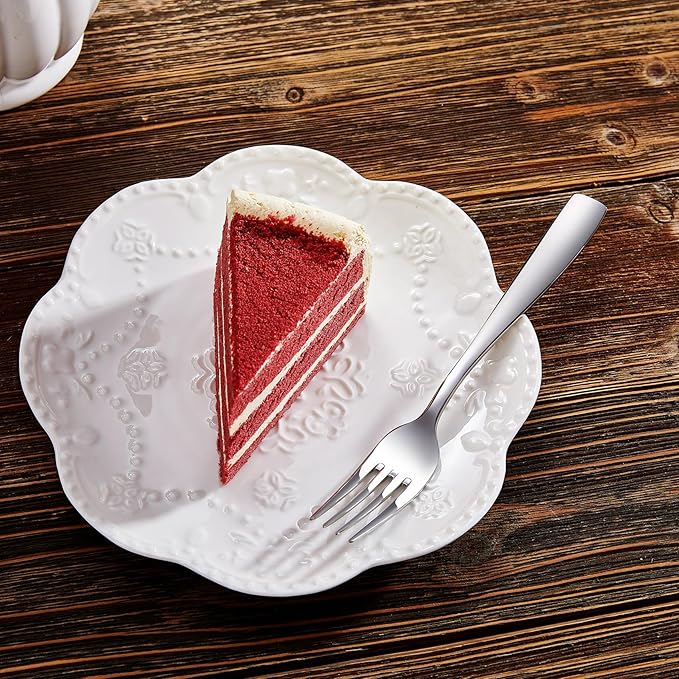 KEAWELL Premium 4-Piece Louis Salad Fork, 18/10 Stainless Steel, Set of 4, Fine Fork Set with Squared Edge, Dishwasher Safe (7.6 inches)