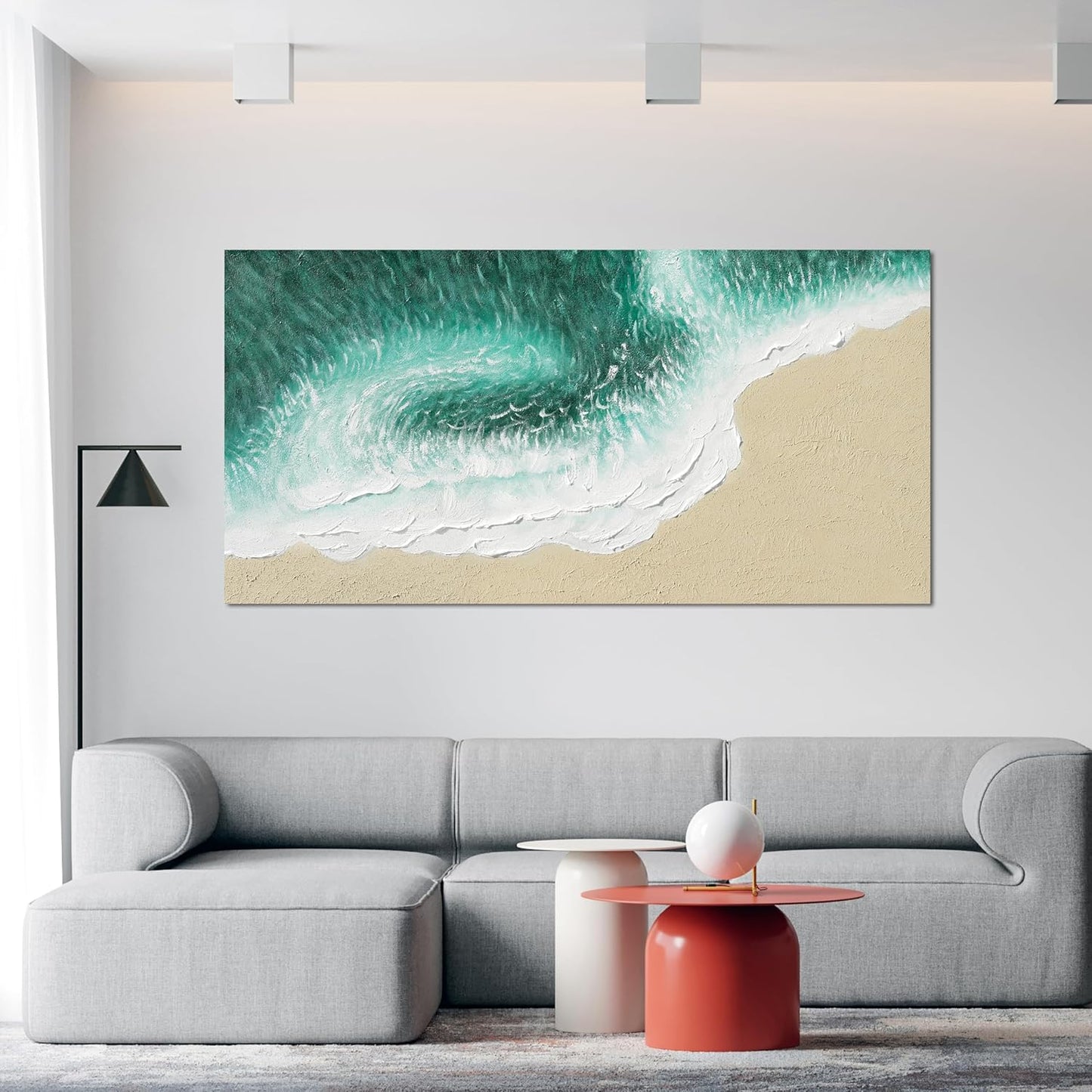 Canvas Wall Art Decor Modern Green Wall Art Prints Wall Art Pictures for Living Room Abstract Canvas Art Wall Decor Coastal Beach Decorations Nature Artwork for Walls Bedroom Office Decor 20" X 40"