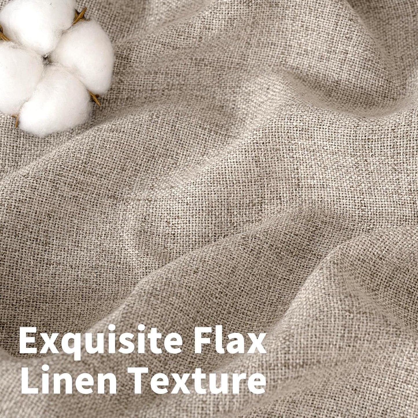 YoungsTex Dark Oatmeal Linen Curtains 68 Inch Length for Living Room, Light Filtering Burlap Textured Drapes with Bronze Grommet Privacy for Bedroom Farmhouse Rustic, 52 x 68 Inch, 2 Panels