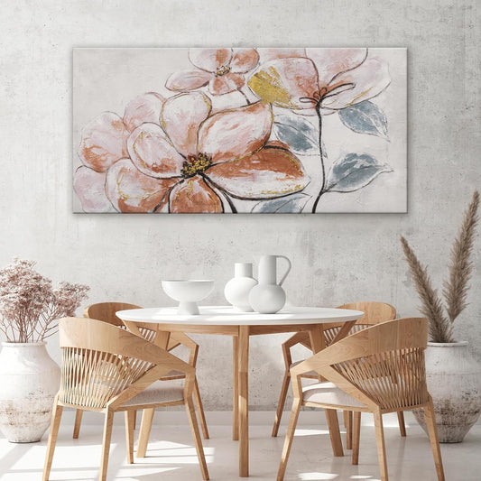 YISXINOAG Wall Art Living Room Decor Brown Pink Flower White Wall Art Decor Modern Canvas Art Wall Decor Home Wall Decor Suitable For Bedroom Apartment Office Wall Decor Can Be Hung 24"X48"
