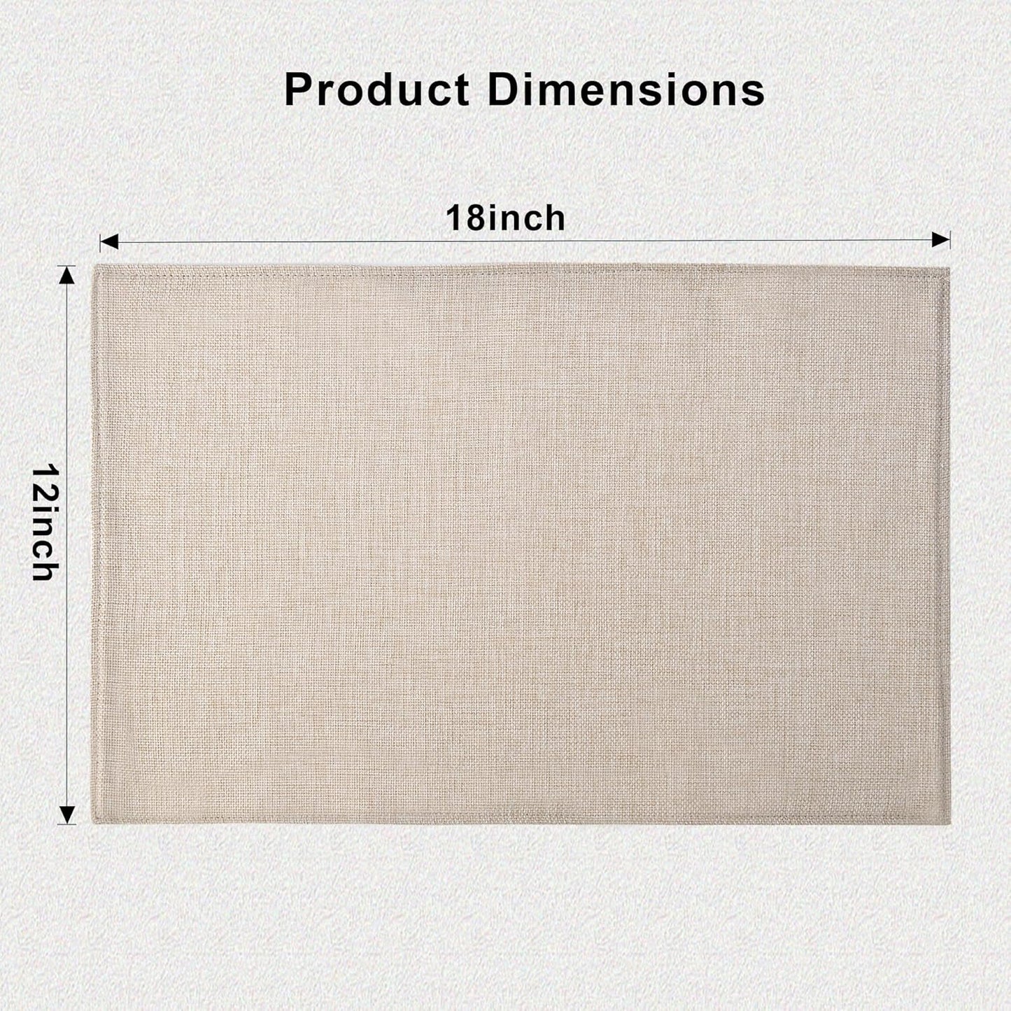 SLKQG Linen-Look Placemats Set of 6, Heat Resistant & Machine Washable Double-Layered Cloth Placemats for Dining Table, Indoor/Outdoor Use, Non-Slip Kitchen Table Mats (6, Light Linen)