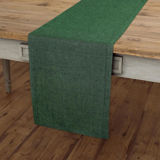 Solino Home Linen Table Runner 36 Inches - 100% Pure Linen Forest Green Table Runner 14 x 36 Inch Ideal for Dresser and Coffee Tables - Athena - Christmas, Thanksgiving