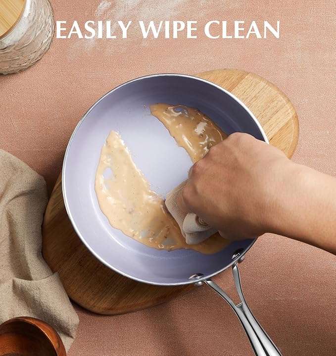 KOCH SYSTEME CS Nonstick Sauce Pan with Lid 1QT & 2QT & 3QT, 6pcs Nonstick Saucepan Set with Cool-Touch Handles, Sauce Pot Set with Ceramic Coating, Induction Compatible Sauce Pan, Oven Safe, Purple