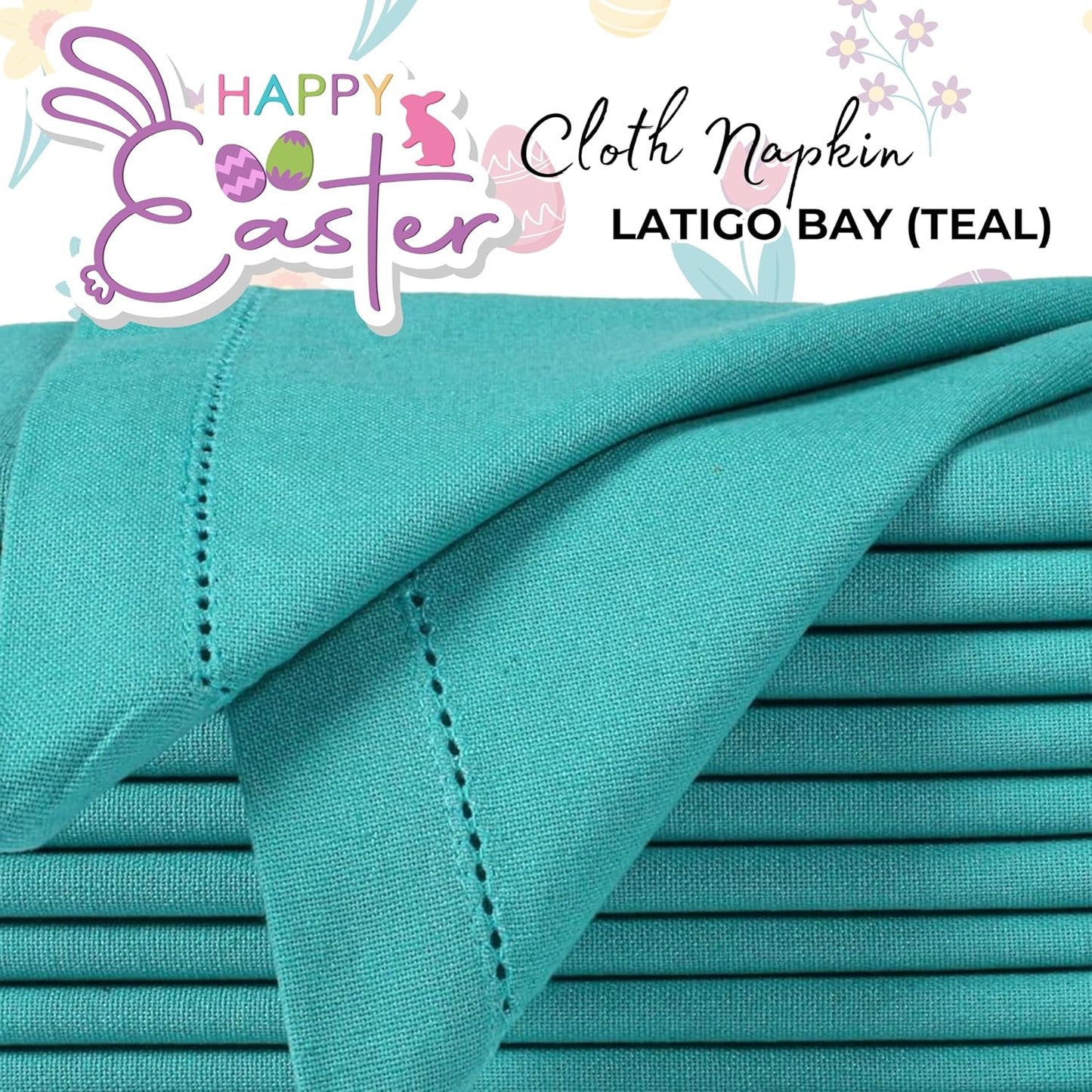 Linen Cotton Cloth, Set of 12, 18x18, Machine Washable,Hemstitched Cotton Dinner, Wedding Napkins, Elegant & Durable – Latigo Bay