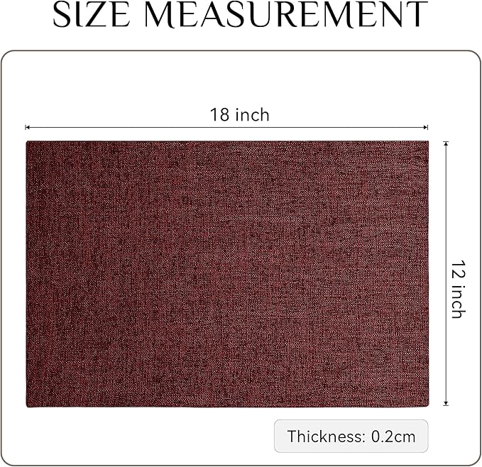 Softalker Faux Linen Placemats Set of 4-12 x 18 Inch, Heat Resistant Double Layered Durable Burlap Farmhouse Place Mats, Non-Slip Washable Rustic Table Mats for Dining, Kitchen, Party（Red