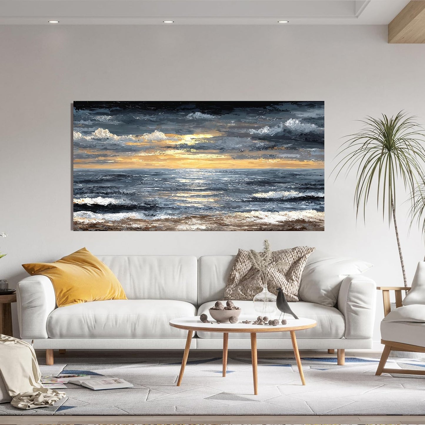 Canvas Wall Art Decor Modern Wall Art Pictures for Living Room Abstract Coastal Wall Art Prints Large Landscape Wall Art Decorations Abstract Canvas Art Wall Decor Bedroom Office Decor 24" X 48"