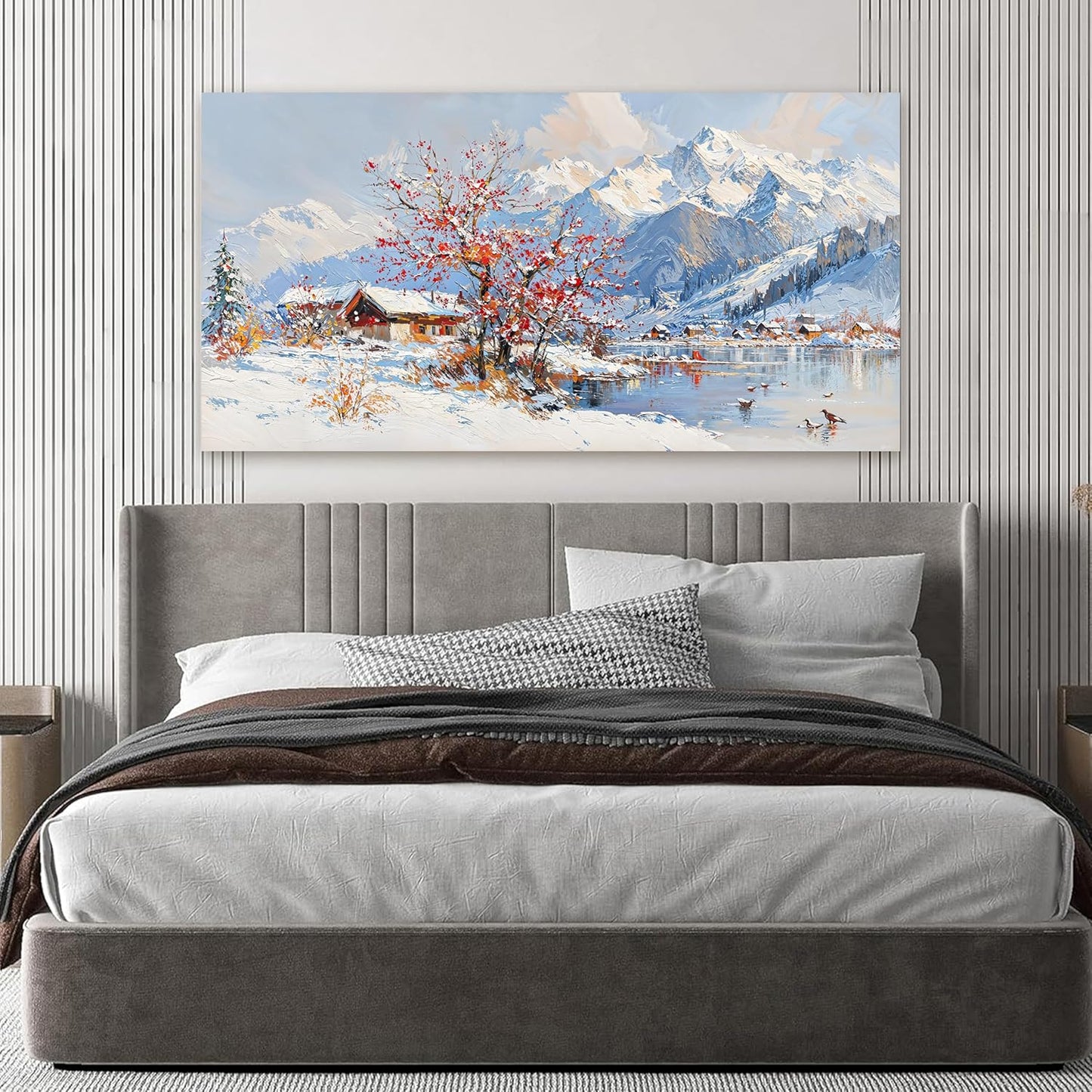 Canvas Wall Art Prints Vintage Wall Art Pictures for Living Room Landscape Farmhouse Wall Art Decorations Canvas Art Wall Decor Red Tree Flower Artwork For Walls Bedroom Office Home Decor 20" X 40"