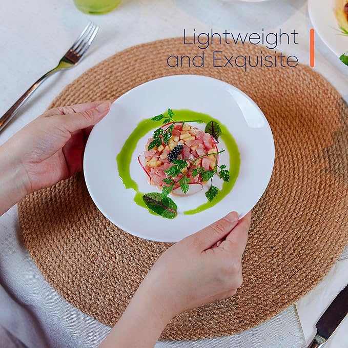 Dinnerware Sets for 6, LaGlint 18 Pieces Opal Glass Plates and Bowls Set, Dishwasher and Microwave Safe Dish Dinning Ware, Chip and Scratch Resistant Dishware White