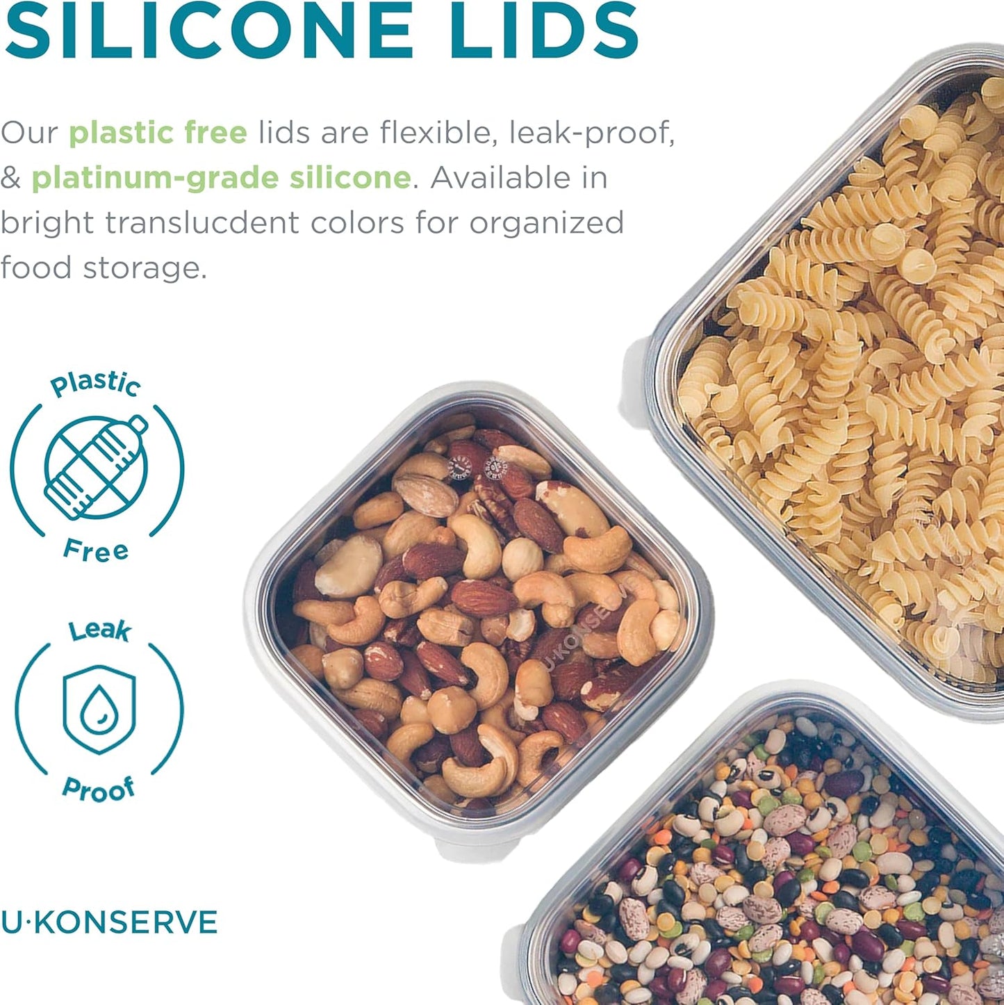 U Konserve Stainless Steel Nested Trio Food Storage Container Bento Box, Set of 3 (15, 30, & 50 oz), Leak Resistant, Silicone Lid, Dishwasher Safe, Plastic Free