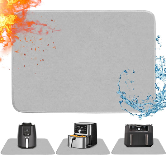 Air Fryer Mat for Air Fryer, 24 x 31in Heat Resistant Mat for Countertop, Fireproof Silicone Countertop Protector Appliance Slider Mat for Air Fryer, Coffee Maker, Toaster, Oven (Grey)