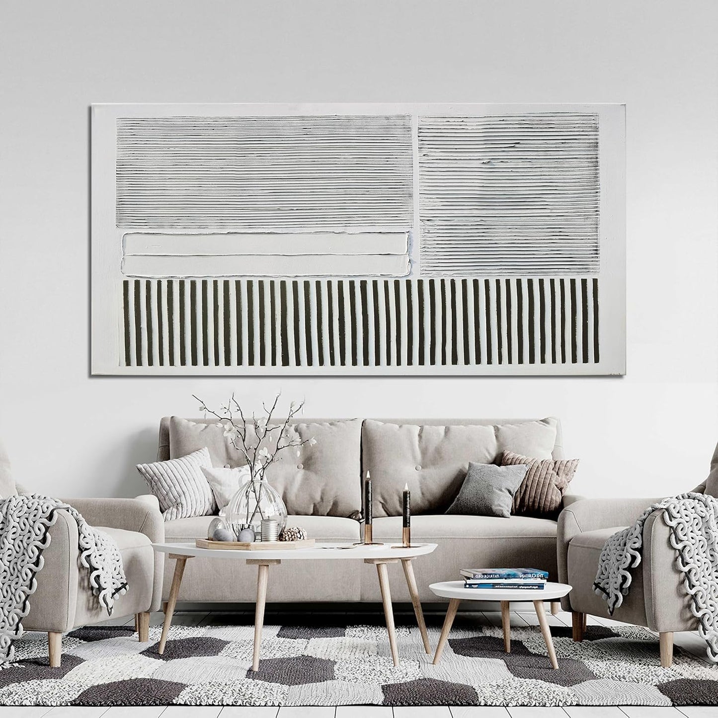 Canvas Wall Art Decor Oversize Canvas Wall Art For Living Room Black and White Wall Art Decor Artwork for Walls Modern Abstract Wall Art Prints Large Art Work For Walls Home Office Wall Decor 39" x 78"