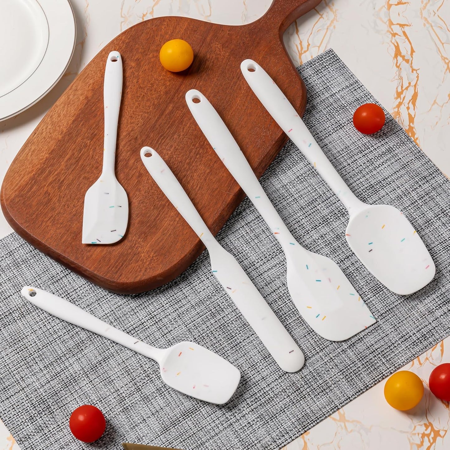 Silicone Spatula Set, 5 Piece Food Grade Rubber Spatulas for Baking, Cooking, and Mixing High Heat Resistant Non Stick Dishwasher Safe BPA-Free (Candy Color)